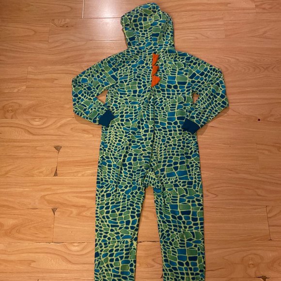 Cat & Jack Fleece Unisex Onesie Pajamas Lizard Medium (8/10) - Picture 6 of 7